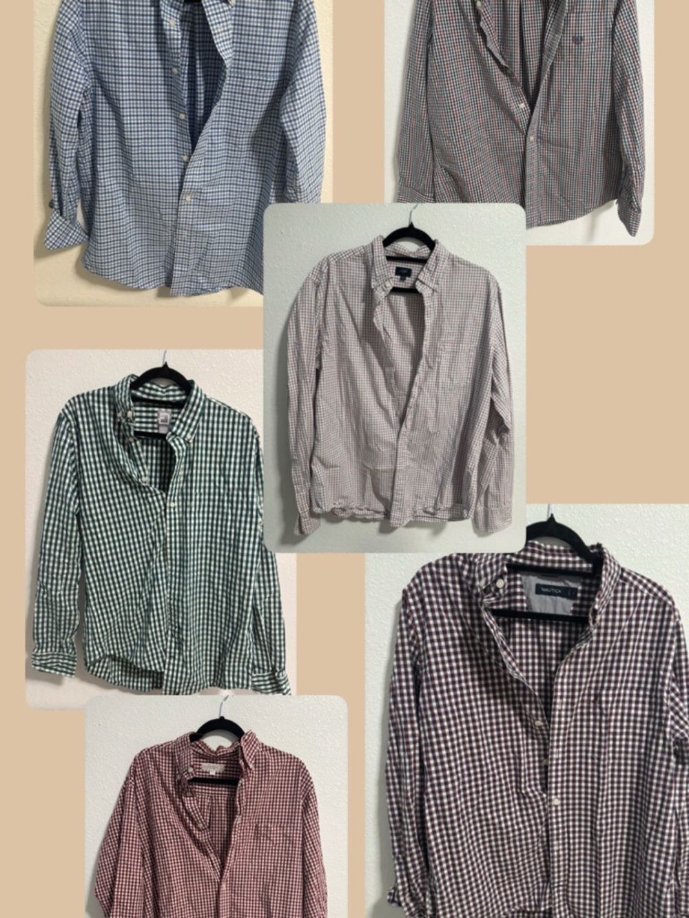 jcpenney Men's Gingham Button-Down Shirts - Blue, Green, Red, Brown, Gray